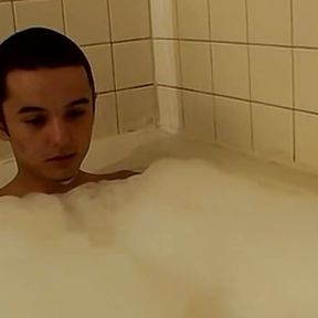 Adorable straight amateur Wiley showers and masturbates solo