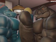 Dino and Shark Muscle and Hyper Growth Animation