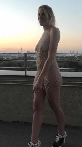 Kinky Blonde Slut Masturbates on the Rooftop!