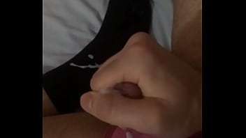 Hot football player jerking and cumming on his socks