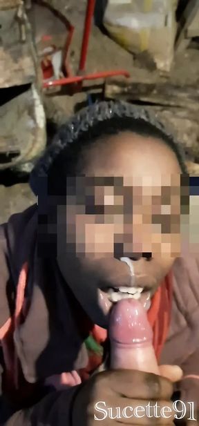 blowjob from this black MILF and facial