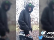 Emo Boy Outdoor Smoke in Chastity and Plug
