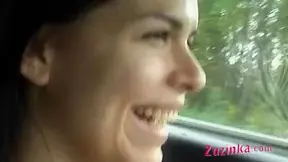 Zuzinka gets orgasm while driving