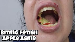 Yellow Crooked Teeth Apple Biting ASMR: Loud Crunchy Bites & Chewing Close-Up
