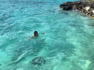 Monika Fox Stopped A Journey Bus To Swim In nature's garb In The Caribbean Sea