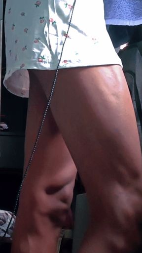 Under Desk Perving: Updress Tease, Lace & Soft Femcock Reveal