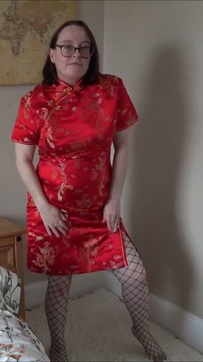 Cheongsam Dress Fishnet Pantyhose Striptease