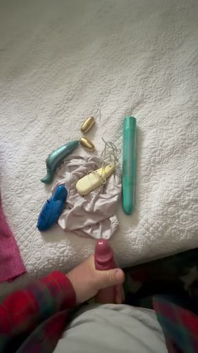 RealMoms used panties and toys cummed on by RealSon