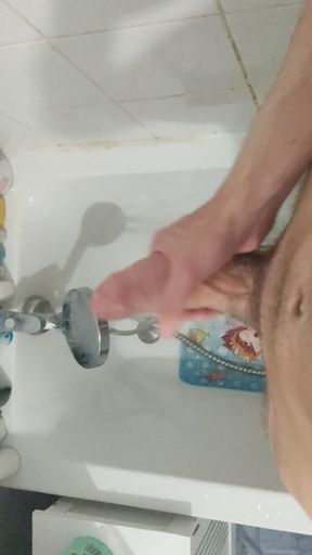 Jerking off a Big, Thick Cock in the Shower