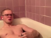 Big Dick jock moaning a lot jerking in the bathtub pt2