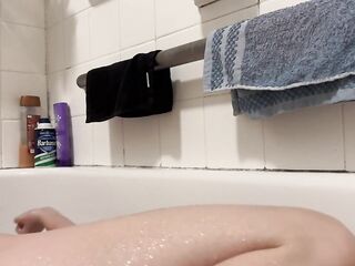 Trans guy bathing and showing off his snatch