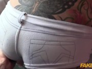 Fake Cop Spanish blonde with tattooed arsehole is fucked by cop