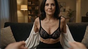 Brunette milf landlady gets rent paid off with a ride on his cock AI generated