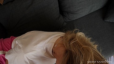 Fucking a cute blonde teen with a huge ass