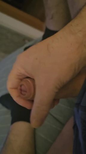 My Friend Likes to Lie on the Bed and Play with His Little Cock