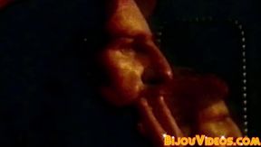 Retro hottie Michel Zen experiences a steamy cock sucking session