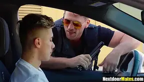 Gay policeman caught him jerking off in public fucked him