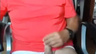 Mature daddy strokes his hard cock in amateur solo session