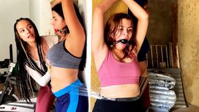 Gagged Gym Squad Bound For Calorie Burning