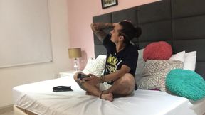 Hot guy shows his attributes in boxer.