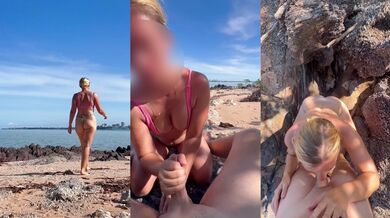 Stranger helps me cum on public beach after dick flash caught on camera