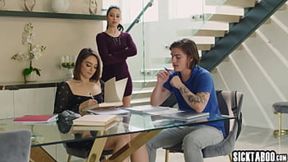 Naughty&#x1F608; MILF teacher Alex Coal craves our touch &mdash;  petite MILF savors threesome with Sophia Burns