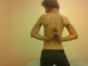 Topless Transgirl Surprised at Her Own Flexibility