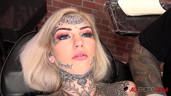 Amber Luke chest tattoo behind the scenes