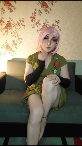 Fabulous in Green: Three Wigs, One Dress, and Smooth Girly Legs!   Clip 1