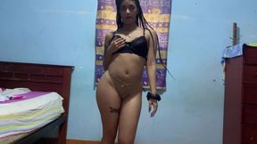 Latina strips and shakes her ass