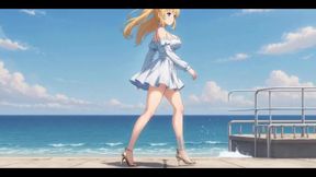 Blonde Mini Dress Slut Pier Ass & Tit Flash Loud Masturbation Ai Generated