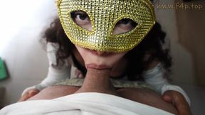 Latin stepmom gives deepthroat blowjob in slow motion