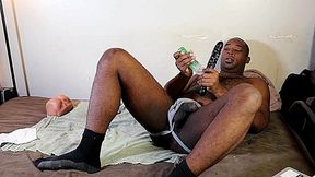 stroking and fucking myself at a friends house