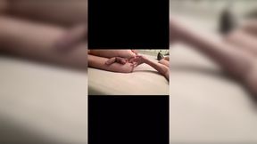Teen girls pegging with cumshot action
