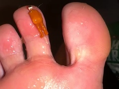 Tiny man punished and humiliated by giantess foot mistress