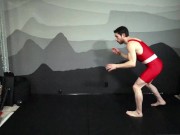 "Wrestling with Calvin" (Narrated true sex story while jerking off in singlet)
