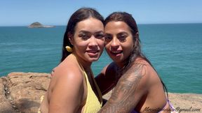 KYARA AND HER BIG TONGUE AT THE BEACH - TOP GIRLS KYARA AND HER FRIEND - NEW MR NOV 2025 - CLIP 1