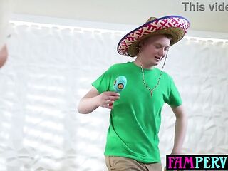 Big butt blonde stepmom twerking on her step sons bulky schlong