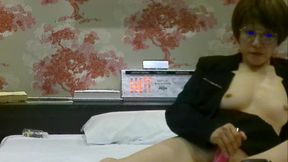 Vibrator masturbation in a suit-