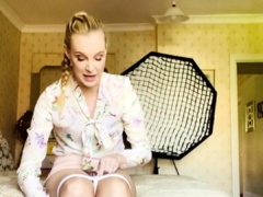 Cute Blond Transsexual With Stockings Jerking