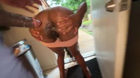 Neighbor's hot anal&#x1F44C; slut got fucked in the rain after coming over for some salt
