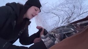 Fucking Nearly Busted Screwing Outdoors, Then Thawing His Cock with My Soaking Wet Cunt