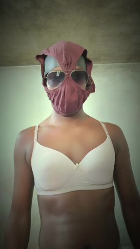 TS Azzy Doing Self Handjob Masturbation With Condom