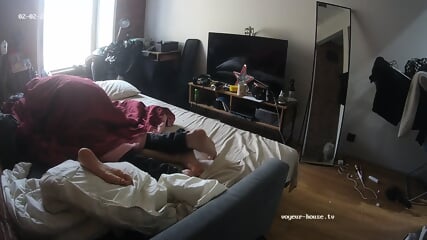 special candid perfect bare feet closeup scenes Bedroom camera at Tristan & Smurfeta reallifecam apartment at Voyeur House TV 02.02.2026 from 07 h 06 min to 10 h 28 min nr. 2