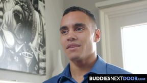 BuddiesNextDoor.com - Huge ebony dick gets sucked and fucked raw by two eager studs