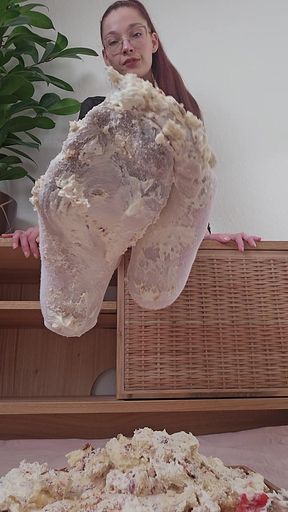 Barefoot Cake Crush - Dutch Girl Squishes a Whole Cake Under Her Bare Feet, Dutch
