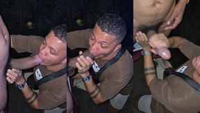 bahian stud deepthroats hung skinny black cock in gloryhole booth