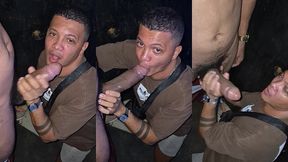 bahian stud deepthroats hung skinny black cock in gloryhole booth