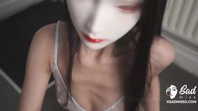 SadMiss gives hj to her lover, so he can jism on her face - Asian slut!