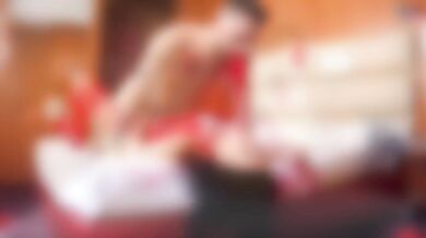 An Italian wife waits up for Santa Claus to get fucked and double penetrated